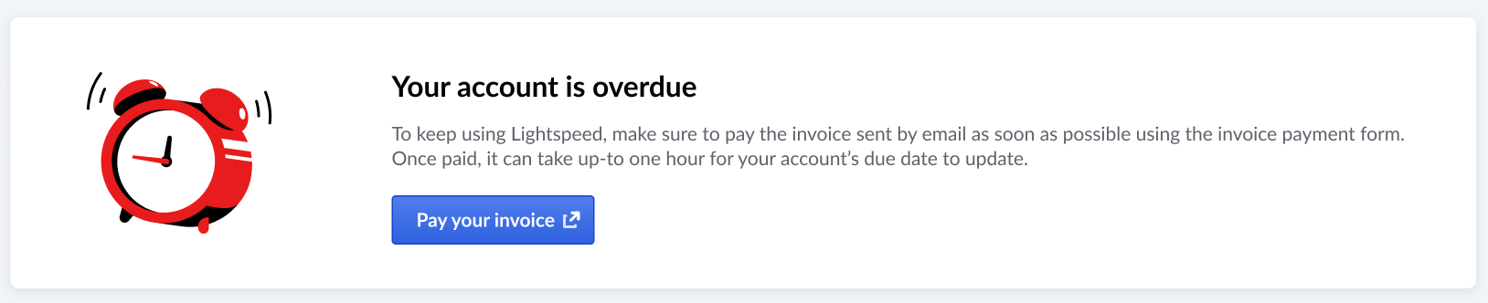 Example of the banner indicating your invoice is overdue.