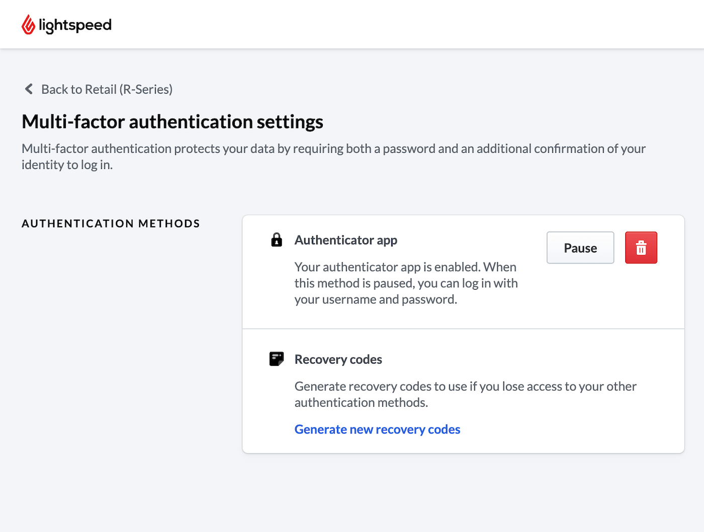 Setting up multi-factor authentication – Lightspeed Retail (R-Series)