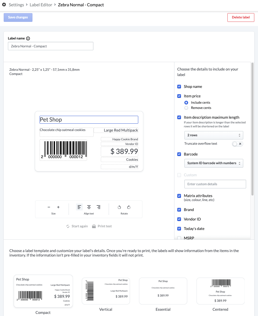 How do I change the label size settings for my Zebra printer? - Freman Help