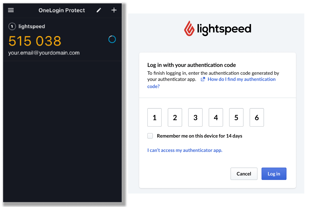 MFA log in page with fields to enter the code generated by the authenticator app.