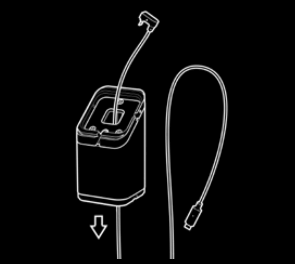 Illustration of Universal Stand base with cable fed through the center hole.