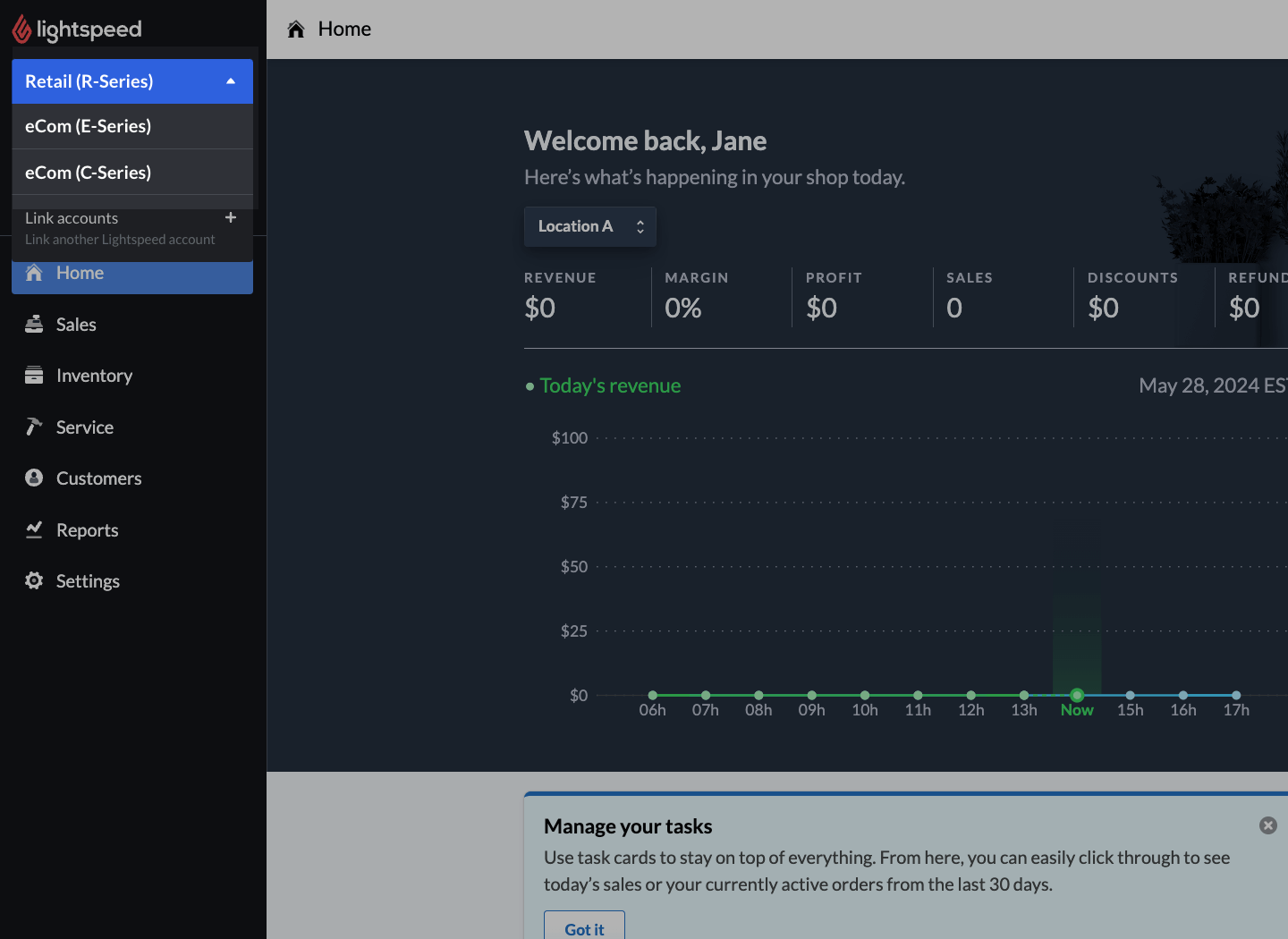 Retail POS with Retail (R-Series) drop-down emphasized.