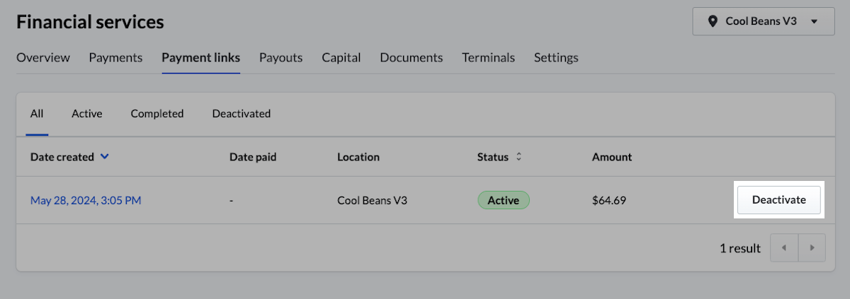 Deactivate payment links.