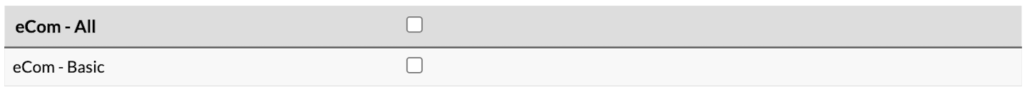 eCom permissions options.