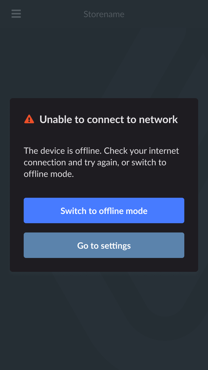 Image shows the terminal prompt to enable offline mode when internet connection is lost