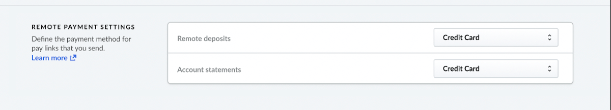 Remote payment settings.