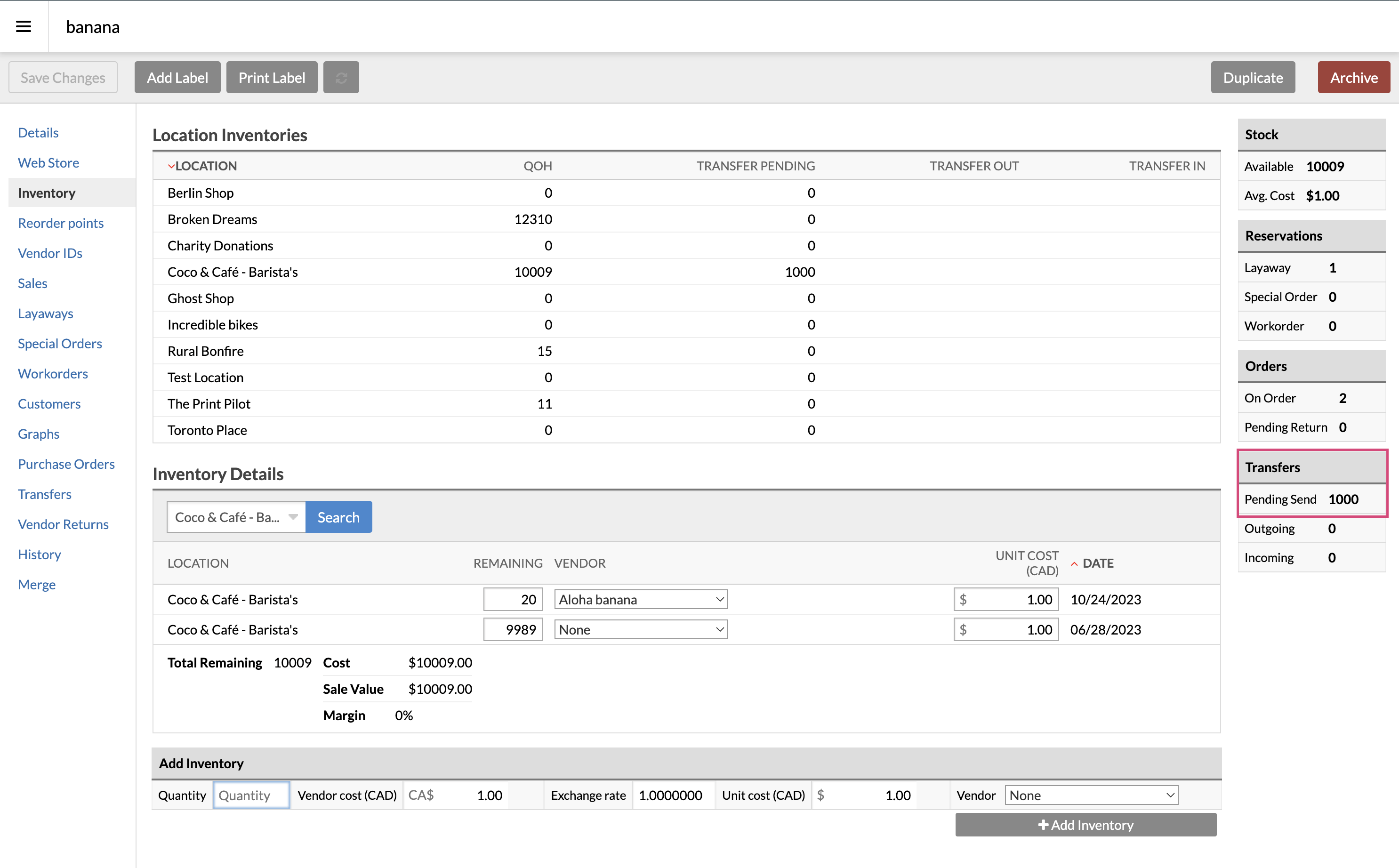 Pending Transfers