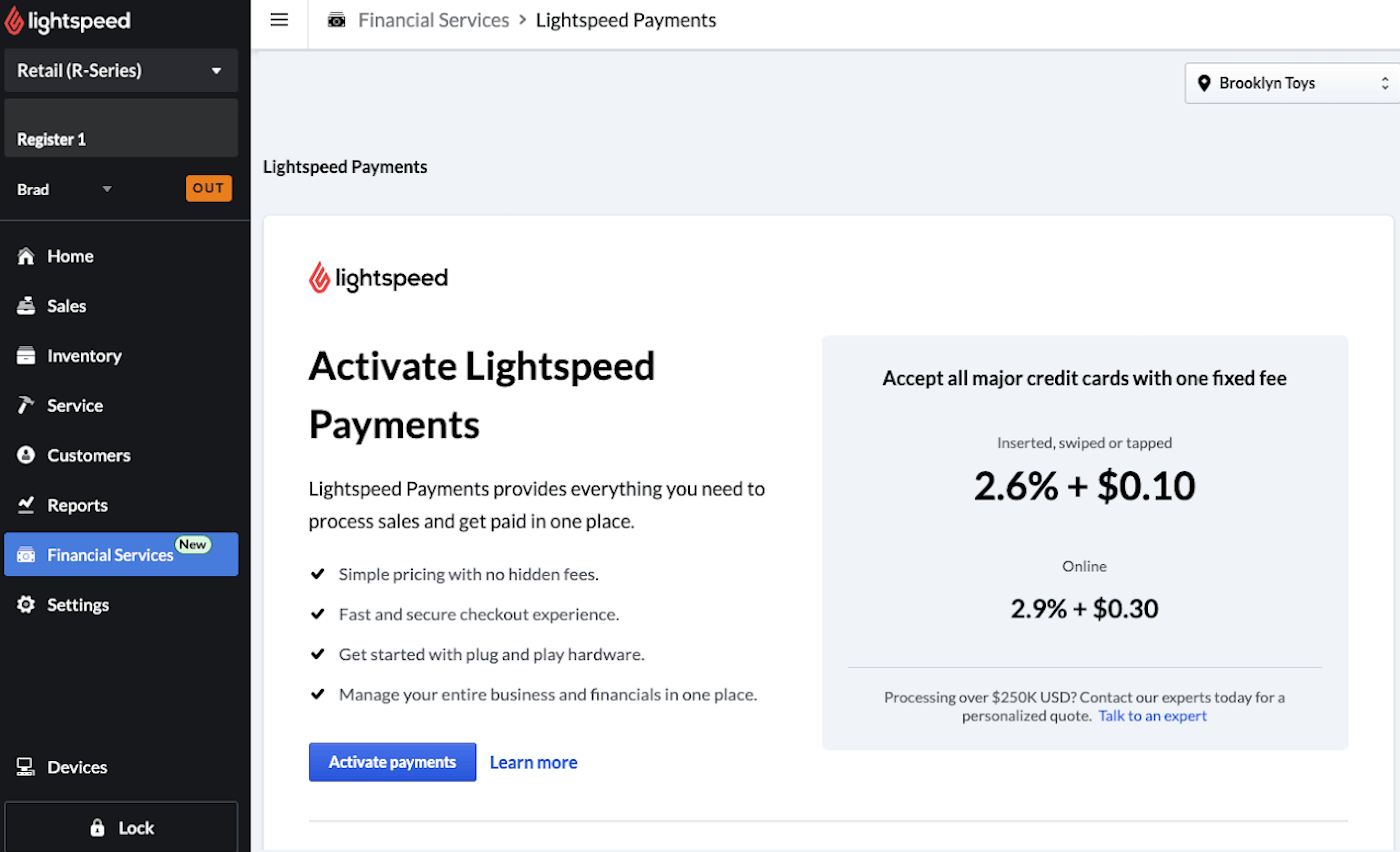 Activer Lightspeed Payments