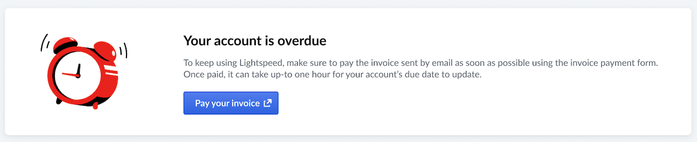 Exemple de bannière indiquant que votre facture est en retard de paiement.