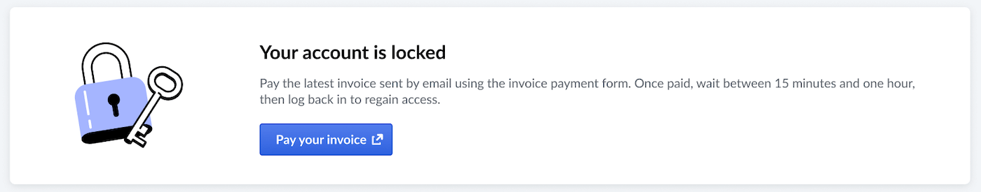Exemple de bannière indiquant que votre compte est verrouillé.