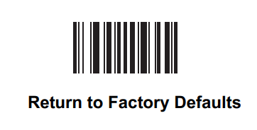 Barcode to perform factory reset of scanner.