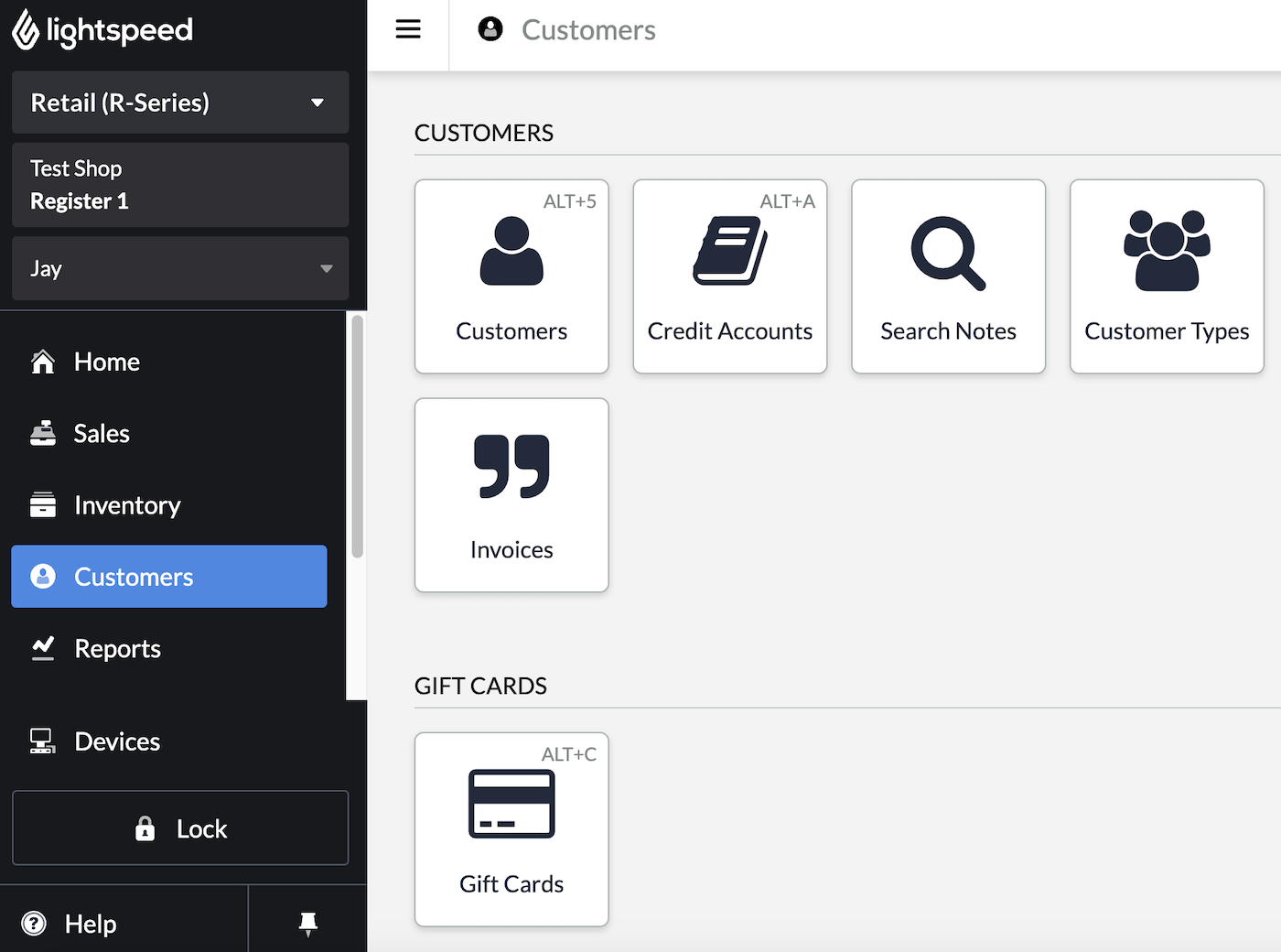 Settings menu showing the Credit Accounts chip.