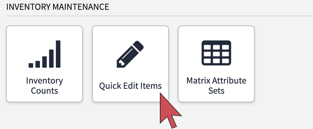 Shows an arrow pointing to the Quick Edit Items button