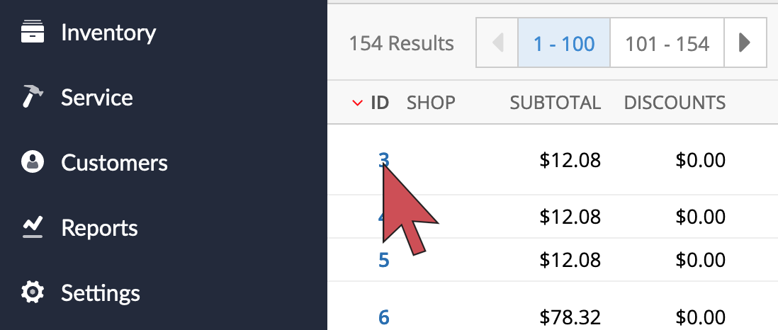 ID number of transaction.