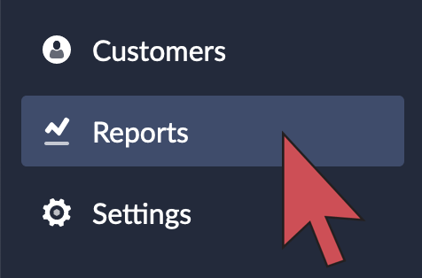 Shows an arrow hovering over the Reports button in the main menu.