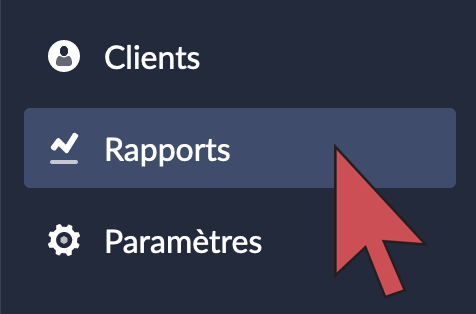 Une flèche qui survole le bouton Rapports dans le menu principal.