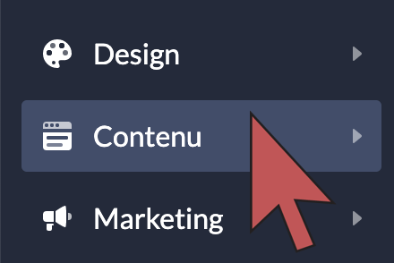 Image d’une flèche pointant le bouton Contenu dans la barre latérale de Lightspeed eCom.