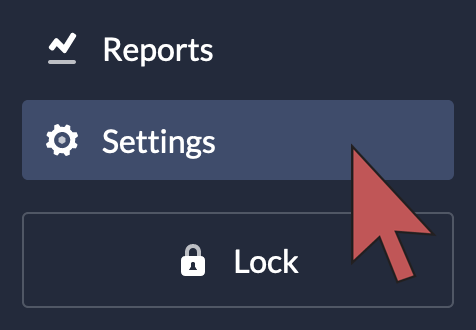 Image. Shows an arrow hovering over the settings button.