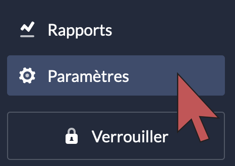 Image d’une flèche pointant le bouton Paramètres.