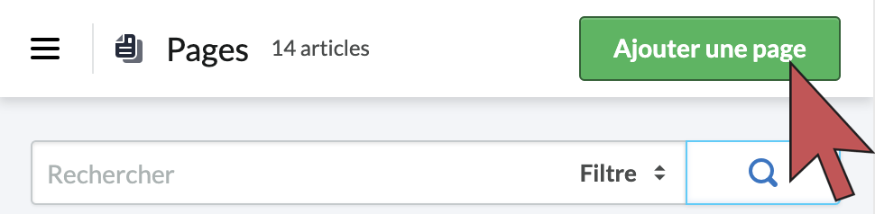 Image d’une flèche pointant le bouton Ajouter une page.