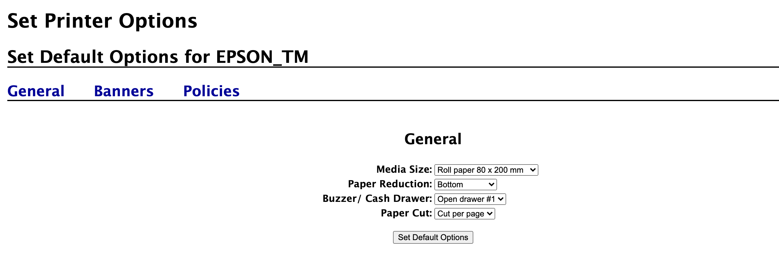 Set Default Options.