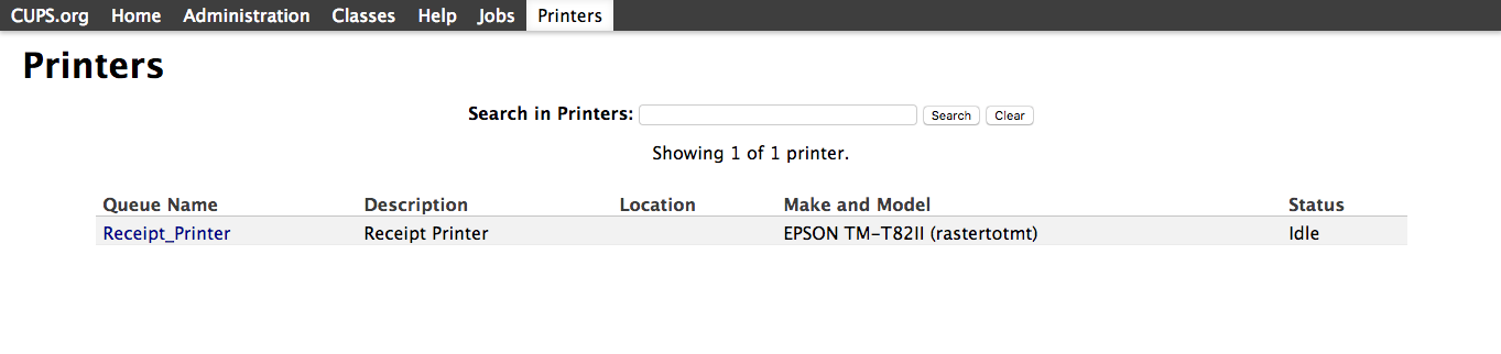 Printers list.