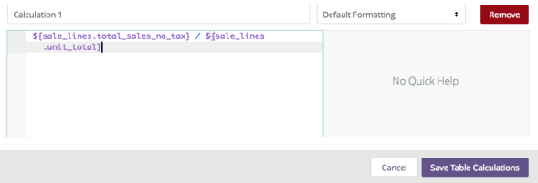 'Save Table Calculations' button.