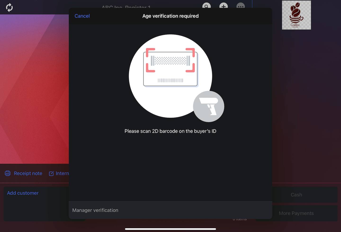 Age verification required pop-up window.