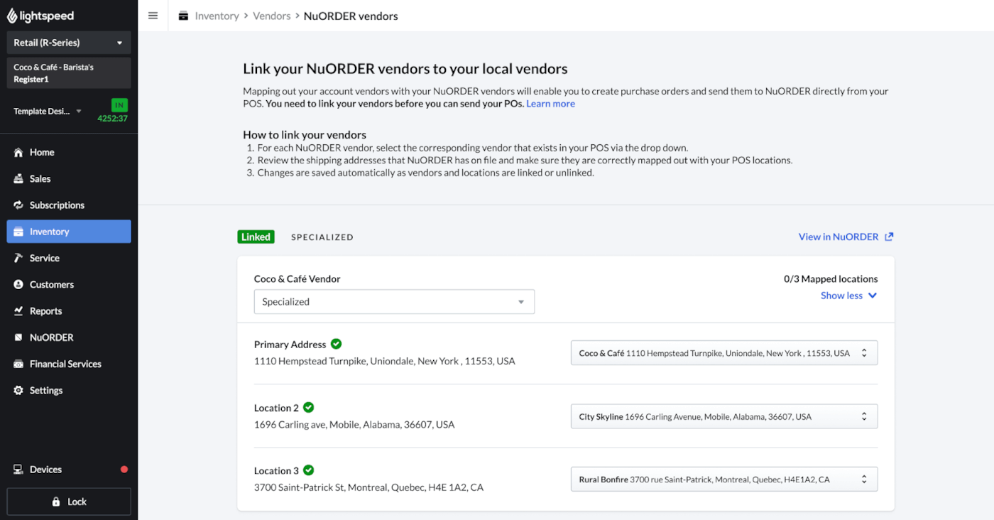 Linking NuORDER suppliers and shipping addresses