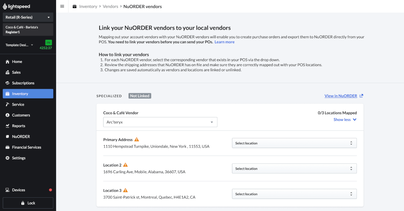 Linking NuORDER suppliers and shipping addresses