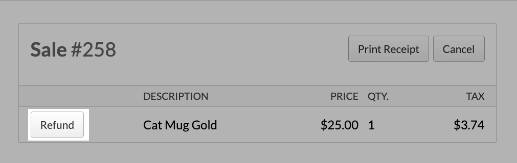 A line item highlighting the Refund button.