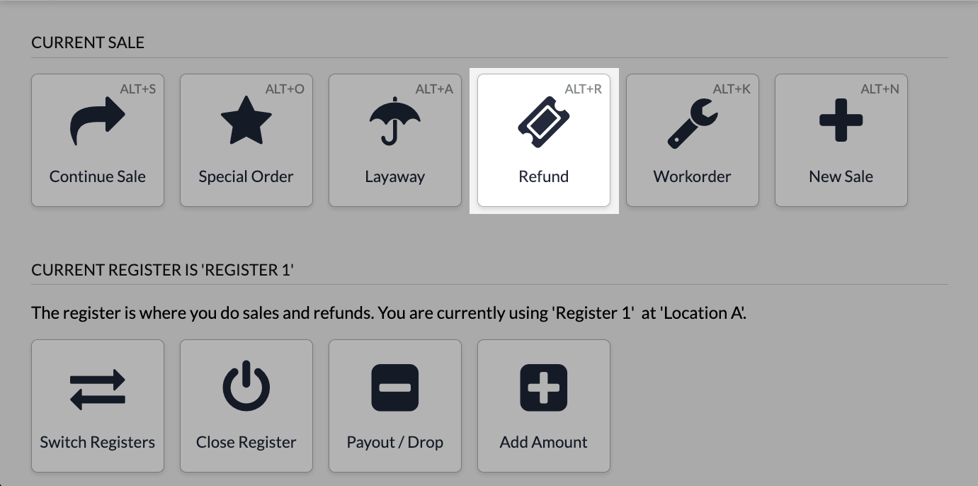 The Sales page highlighting the refund button.