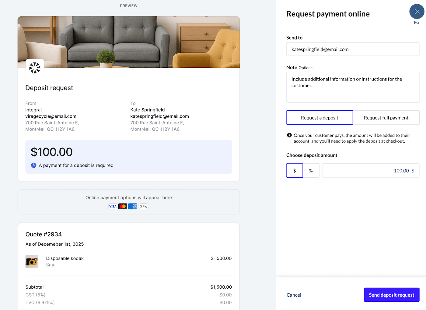 Request-deposit