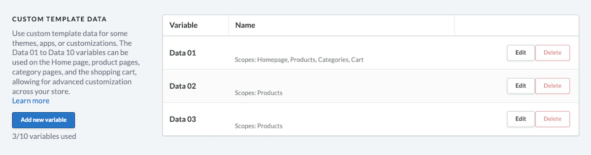 Custom template page.