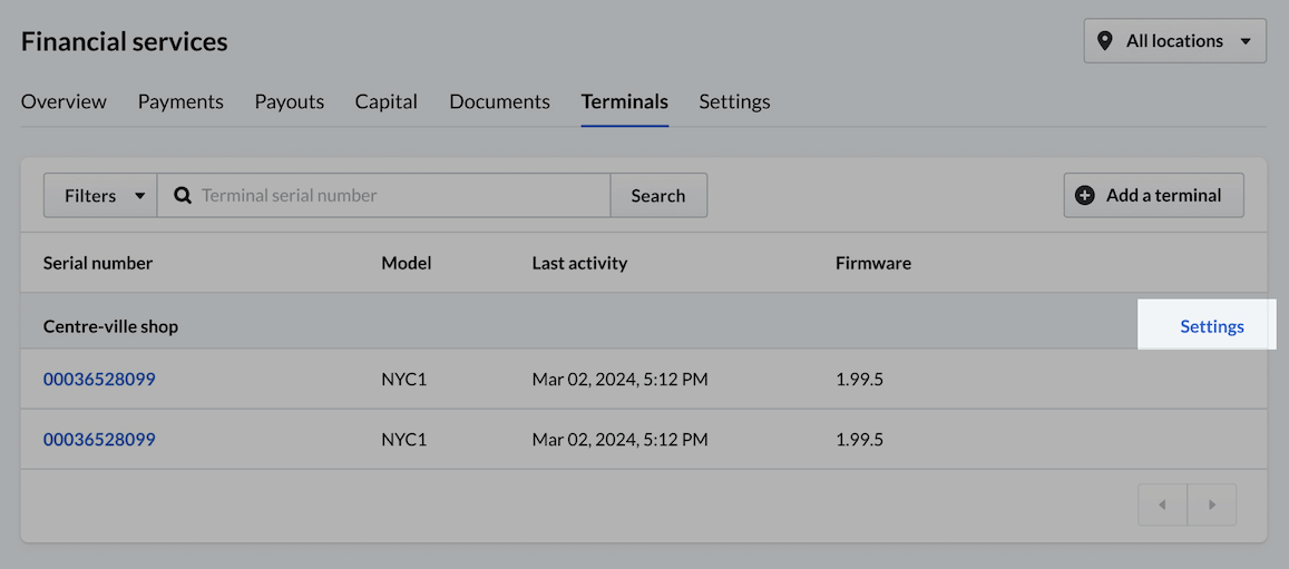 Surcharging-Terminal-settings