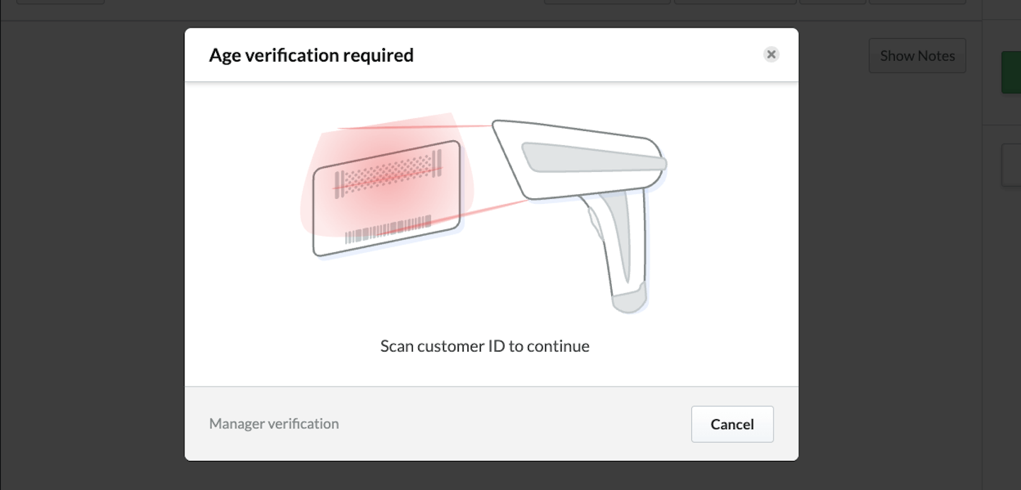 Fenêtre Vérification de l’âge requise.