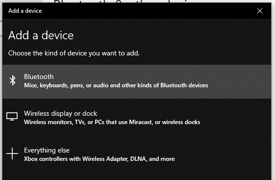 Het scherm Apparaat toevoegen met Bluetooth geselecteerd.