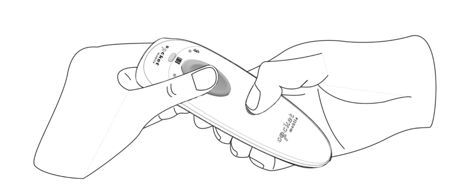 Afbeelding van het gelijktijdig ingedrukt houden van de Scan-knop en de Aan/uit-knop.