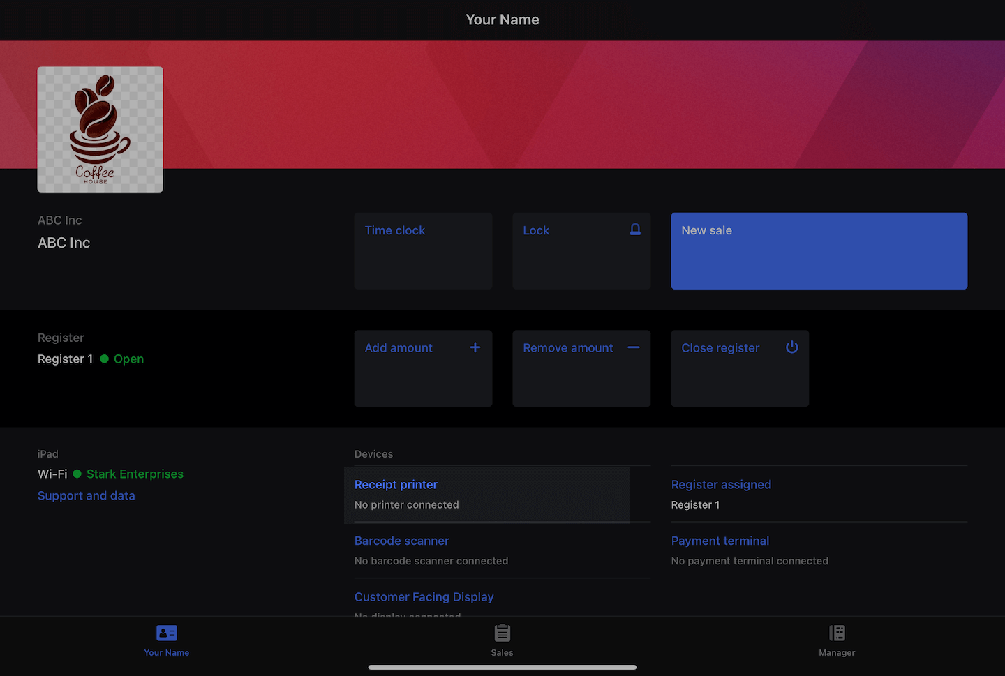Application PDV détaillants, l’imprimante de reçus est mise en évidence.
