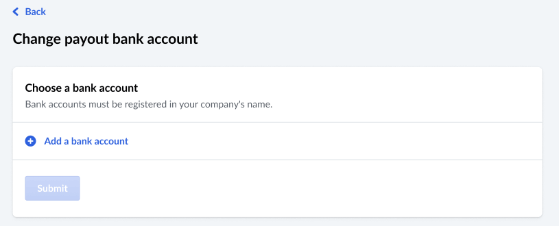Op de afbeelding wordt een pop-upvenster met de knop 'Een bankrekening toevoegen' getoond.