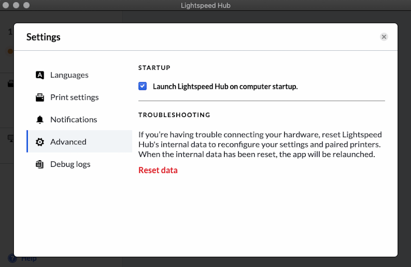 Lightspeed Hub Advanced settings