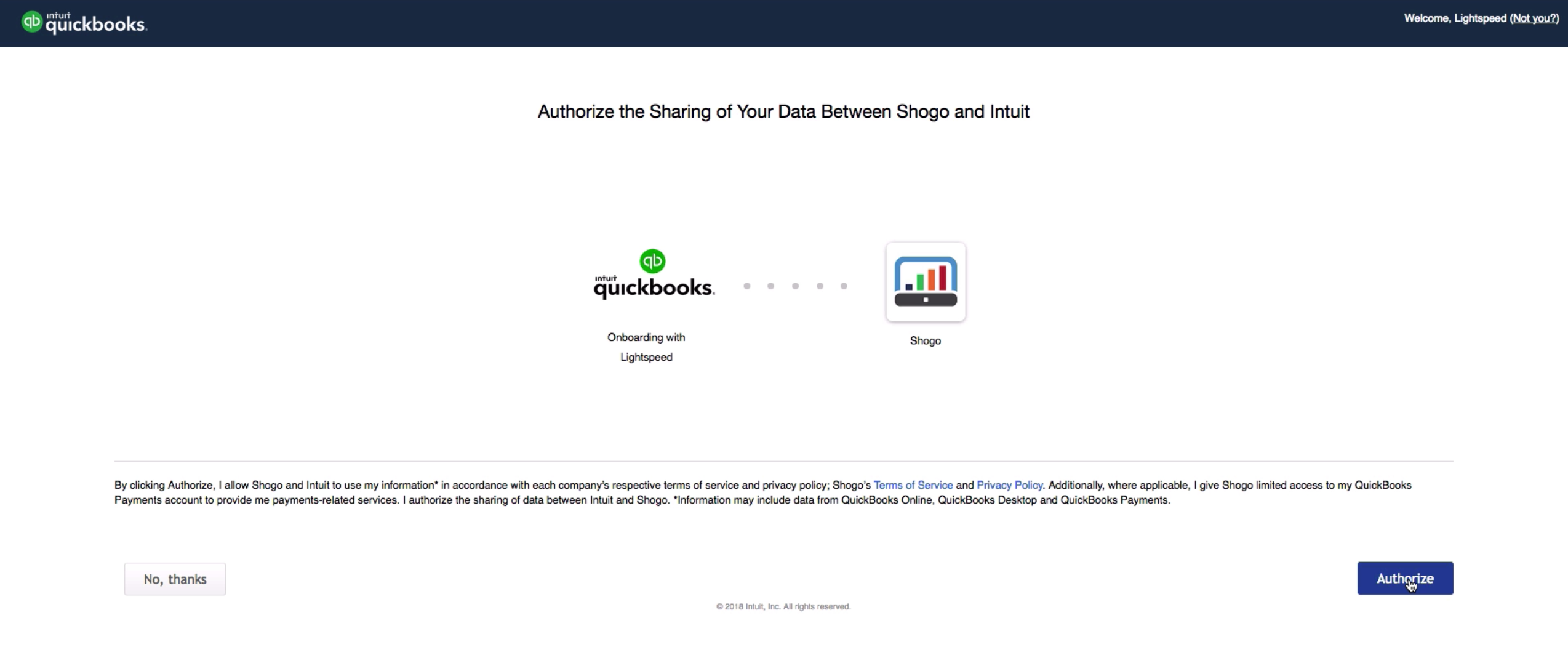 De autorisatiepagina.