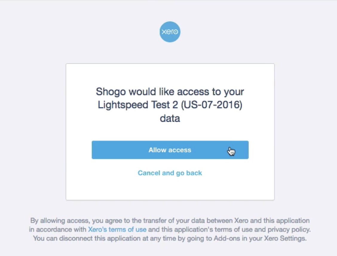 De toegangspagina waarop de knop Allow Acces (Toegang toestaan) is uitgelicht.