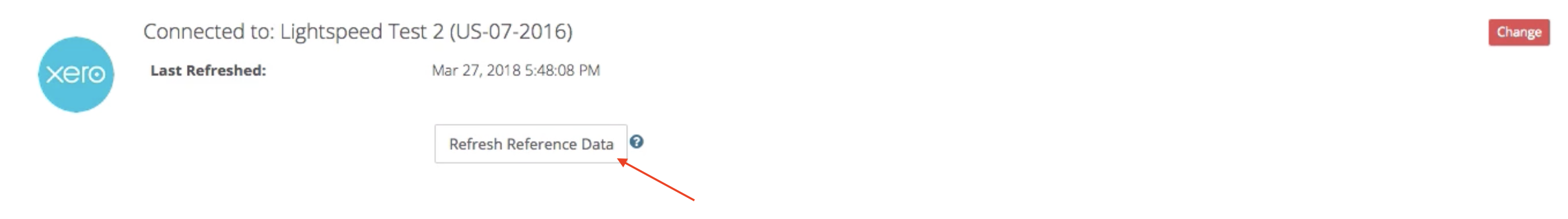 De detailpagina van een winkel waarop de knop Refresh reference data (De referentiegegevens verversen) is uitgelicht.