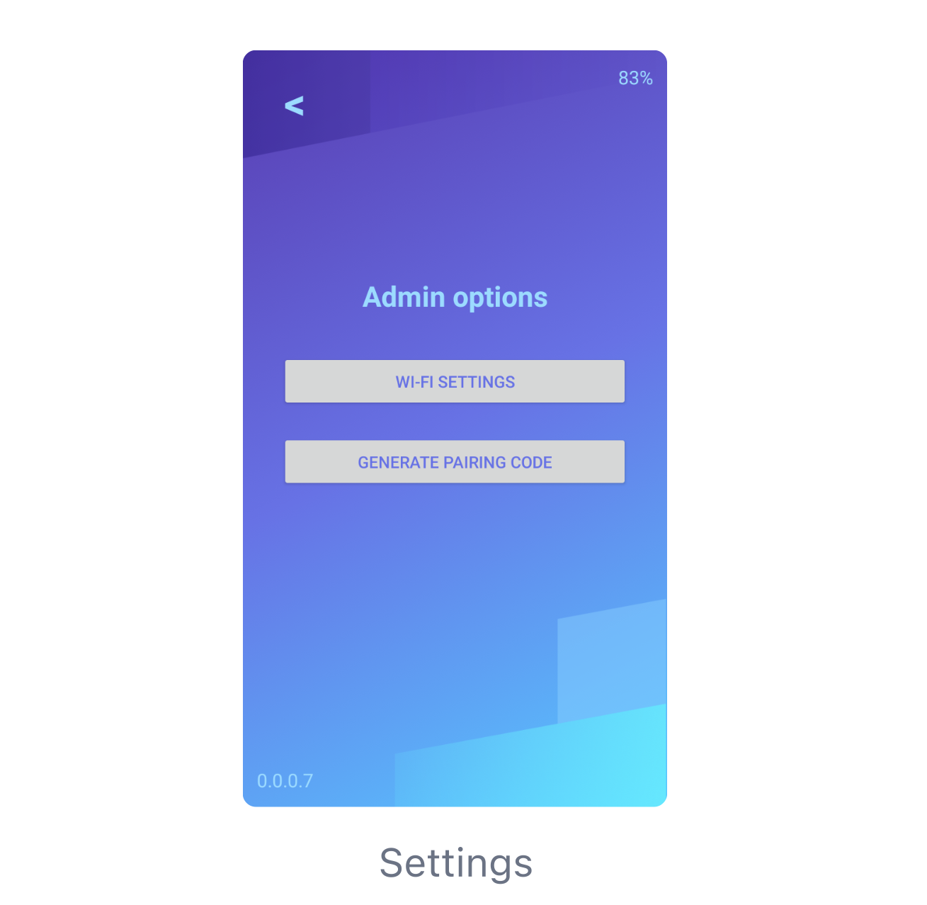 L'écran Paramètres du Terminal intelligent V2 avec l’option de sélectionner les paramètres Wi-Fi.