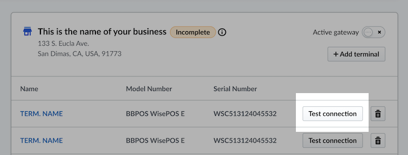 Terminalverbinding testen