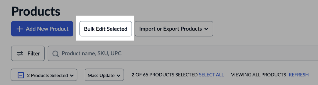 Bulk Edit Selected button.