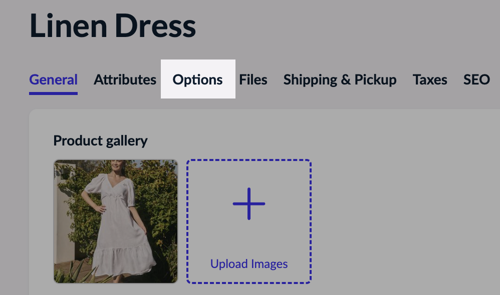 Options tab for more editing options.
