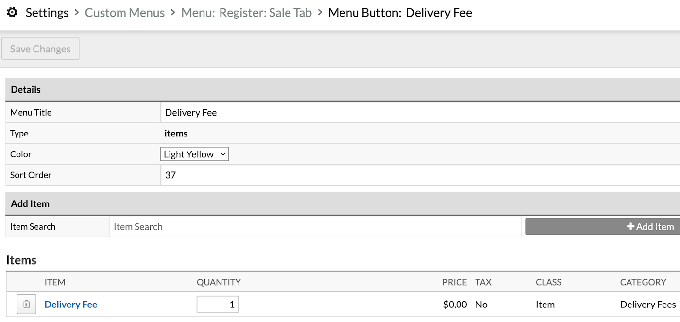 Pagina Aangepaste menuknop.