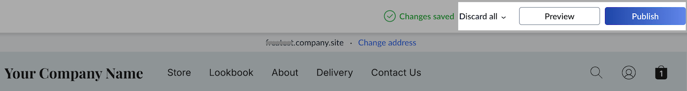 Instant Site editor controls.